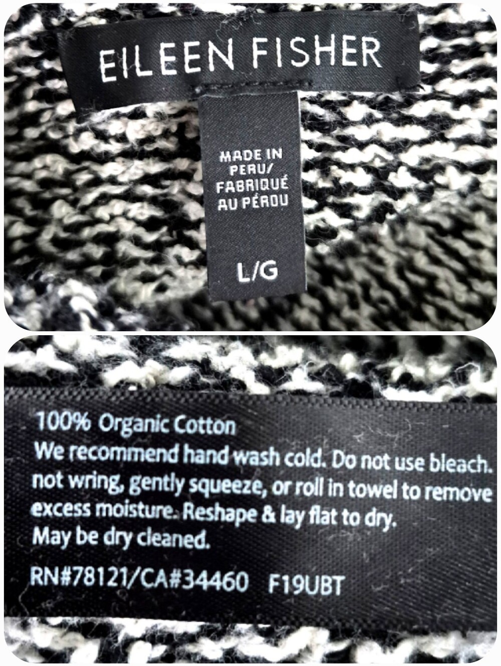 Eileen Fisher Organic Cotton Mock Neck Boxy Sweater L Marled Chunky Knit F19UBT - Picture 15 of 15